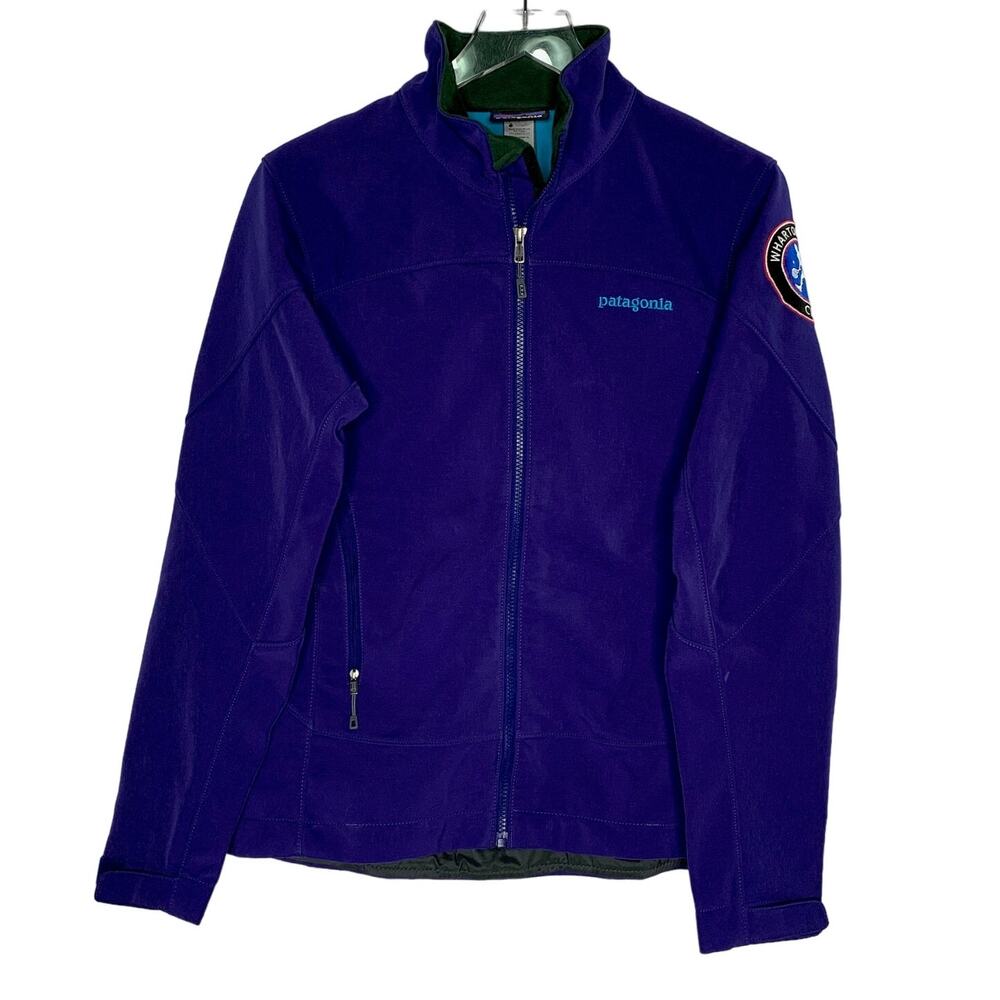 Patagonia M Womens Soft Shell Jacket Full Zip Purple Blue Outdoor Active *flaw